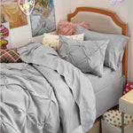Twin Xl Comforter Set With Sheets - 5 Pieces Twin Xl Bedding Sets, Pinch Pleat Grey Bed In A Bag With Comforter, Sheets, Pillowcase & Sham, Kids Bedding Set