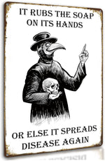 Wash Your Hand Plague Doctor Gothic Decor Wall Decor Guest Wall Decor Art Tin Sign In The Bathroom Bedroom 8 X 12 Inch