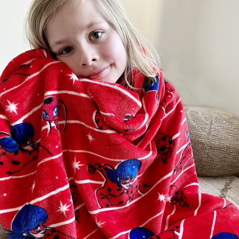 Flannel Fleece Throw Blanket Twin Size 60" X 80" Miraculous Lady Bug Soft Blan
