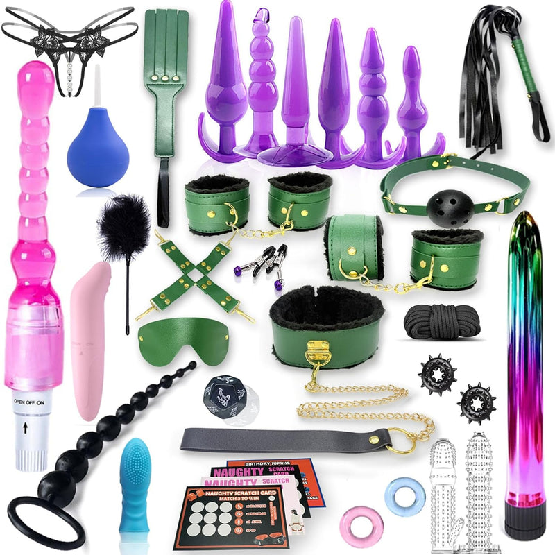 Sex Toys Bdsm Restraints Anal Plug Toys, 35Pcs Kit Bondage Gear And Accessories, Sex Toy Set Sex Kits Sexual Pleasure Tools For Women And Men