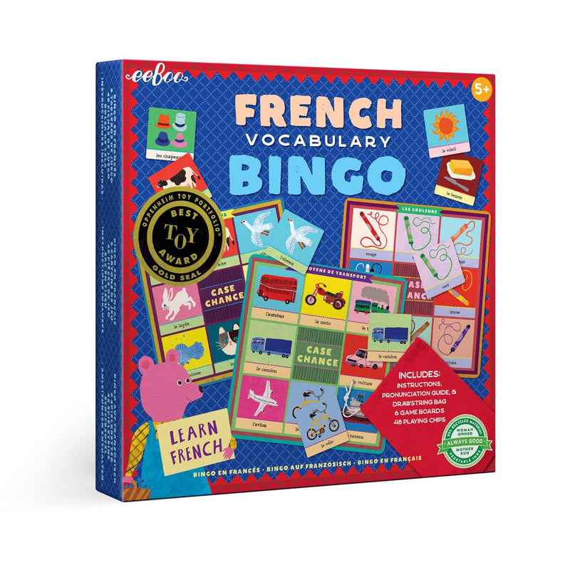 eeBoo: French Bingo Vocabulary Game, Includes- Pronunciation Guide & Drawst