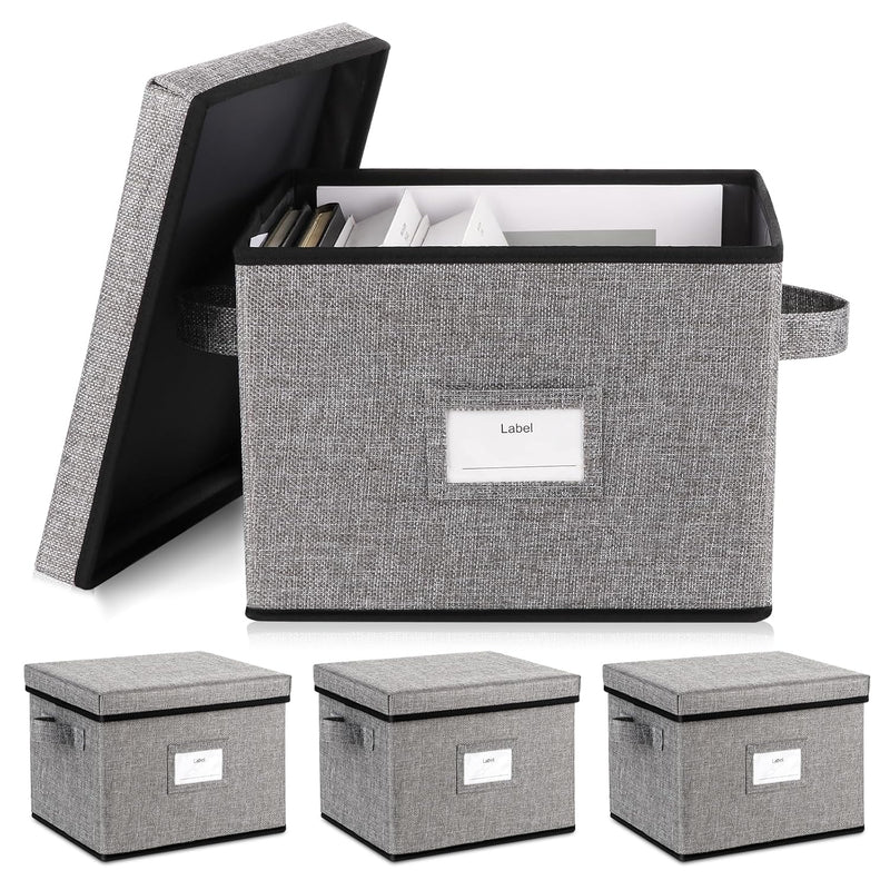 12 Inch Large Storage Bins With Lids (4-Pack) Closet Organizers, Foldable Fabric