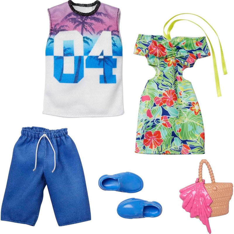 Barbie & Ken Fashions 2-Pack Clothing & Accessories Set, 1 Tropical Dress &