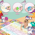 Water Doodle Mat for Kids with Magic Pens and Drawing Templates