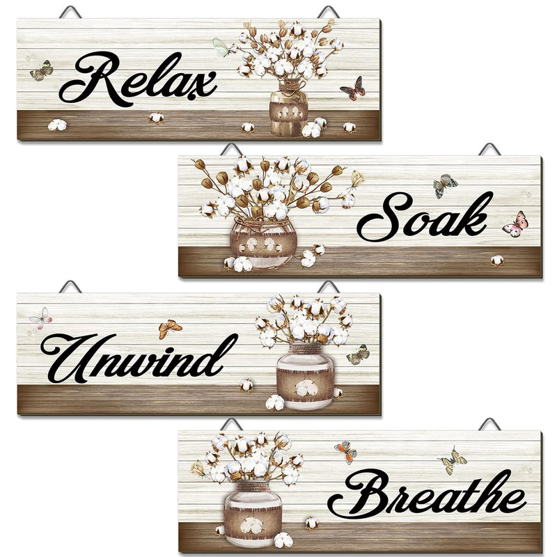 4 Pcs Bathroom Wall Farmhouse Wall Decor Rustic Bathroom Pictures Wall Relax S