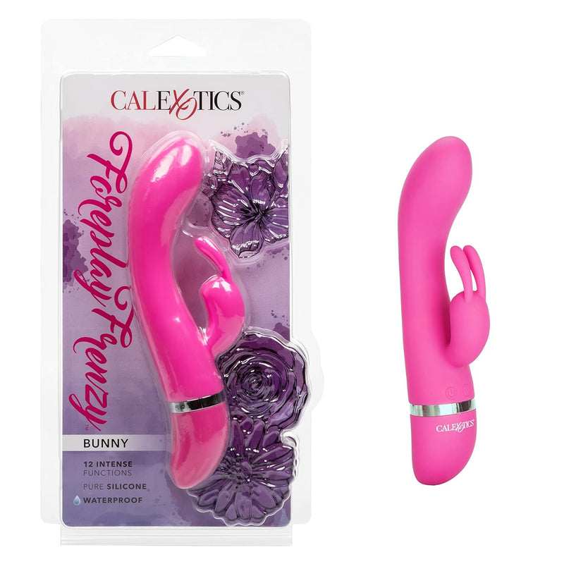 12-Function Waterproof Silicone Dual Simulator Dual Motor Foreplay Frenzy Bunny G-Spot Massager Vibrator, Pink