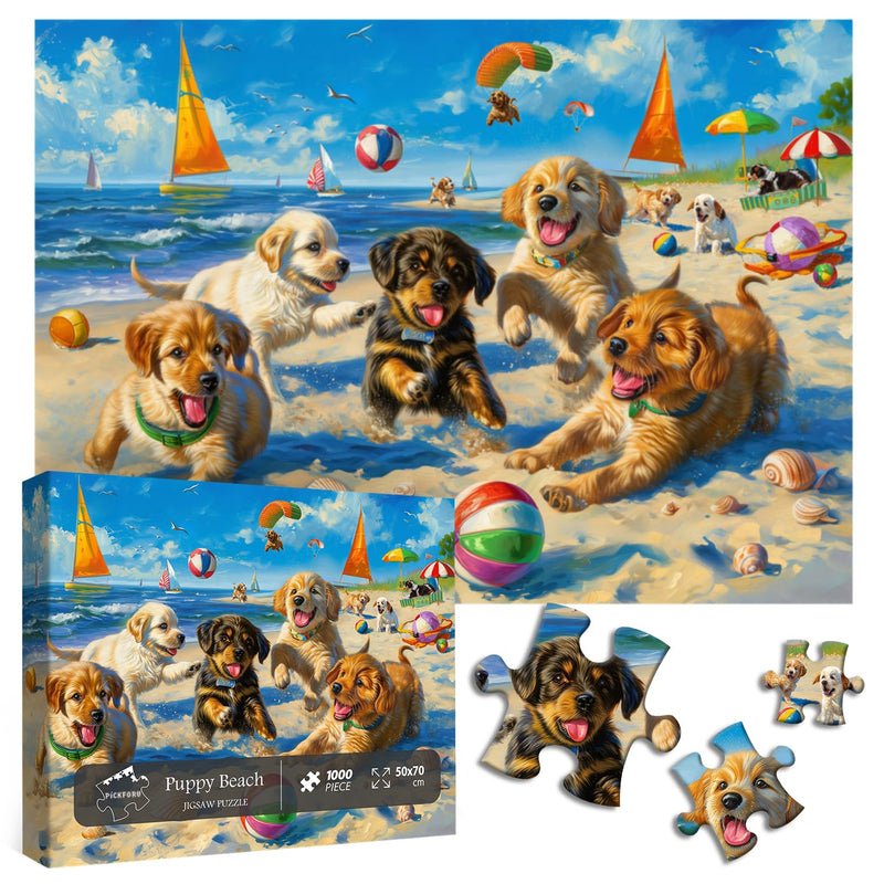 Funny Dog Puzzles For Adults 1000 Pieces And Up, Beach Puzzle Collection Cu