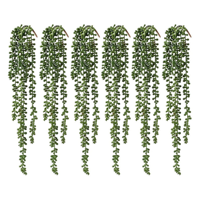 6 Pcs Artificial Succulents Hanging Plants, Fake String Of Pearls Greenery Pla