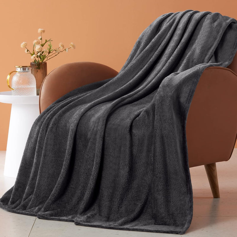 Fleece Blanket Twin Size Grey Blanket Throw Super Soft Flannel Blanket Lightwe