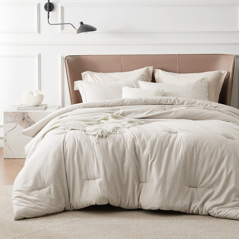 King Size Comforter Set - Beige King Comforter Set, Soft Bedding For All Seaso