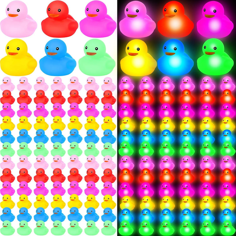 Deekin 48 Pcs LED Light Up Rubber Duck 2'' Mix Color Cute Small Ducks Glow