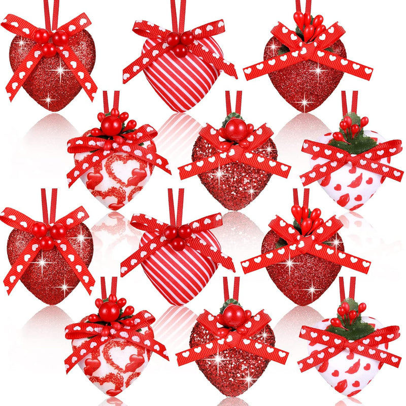 12 Pcs Valentine'S Day Heart Shaped Hanging Ornaments Valentine'S Day Hanging