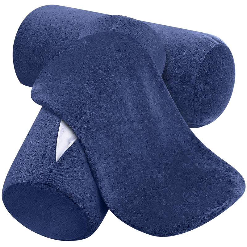 2 Pcs Velvet Neck Roll Pillow Cover Only Round Cervical Pillow Case With Zippe