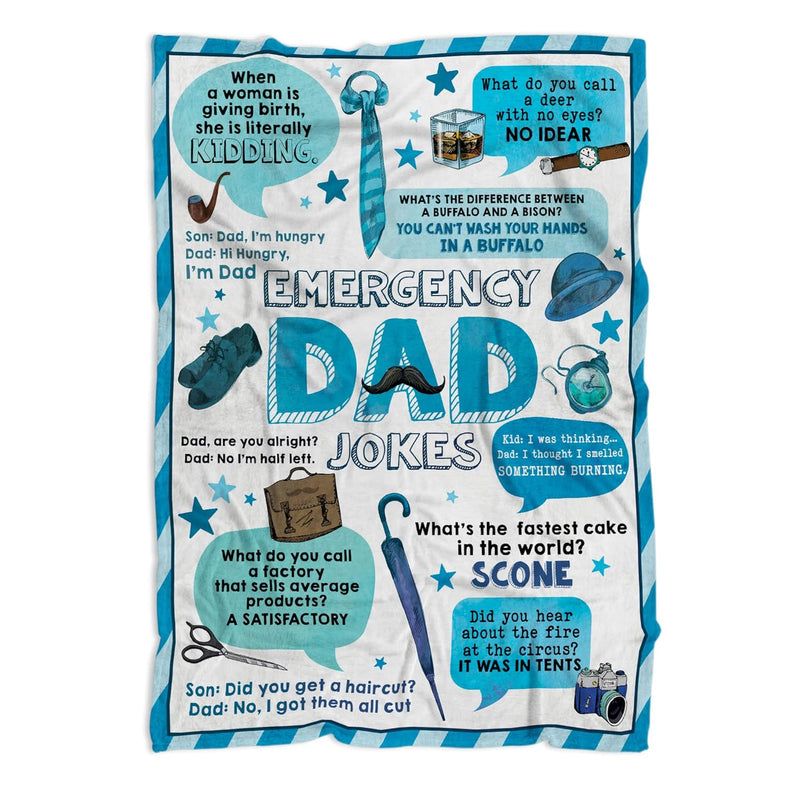 Dad Jokes Blanket, Dad Throw Blanket Gifts From Daughter Son Kids, Custom Gift