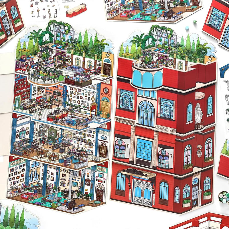 4 Pcs 3D Sticker Scene Books, DIY Room Building Craft Kit for Adults & Teens