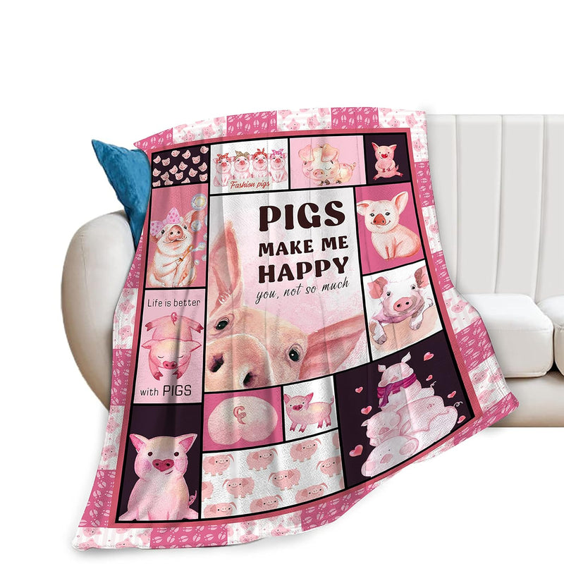 Cute Pig Flannel Blanket For Girl Boy Pigs Throw Blanket Super Soft Fleece Coz