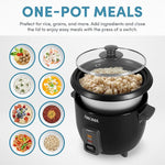 Housewares 1.5Qt. Rice & Grain Cooker (ARC-363NGB),Black,6-Cup Cooked / 3-Cup Uncooked