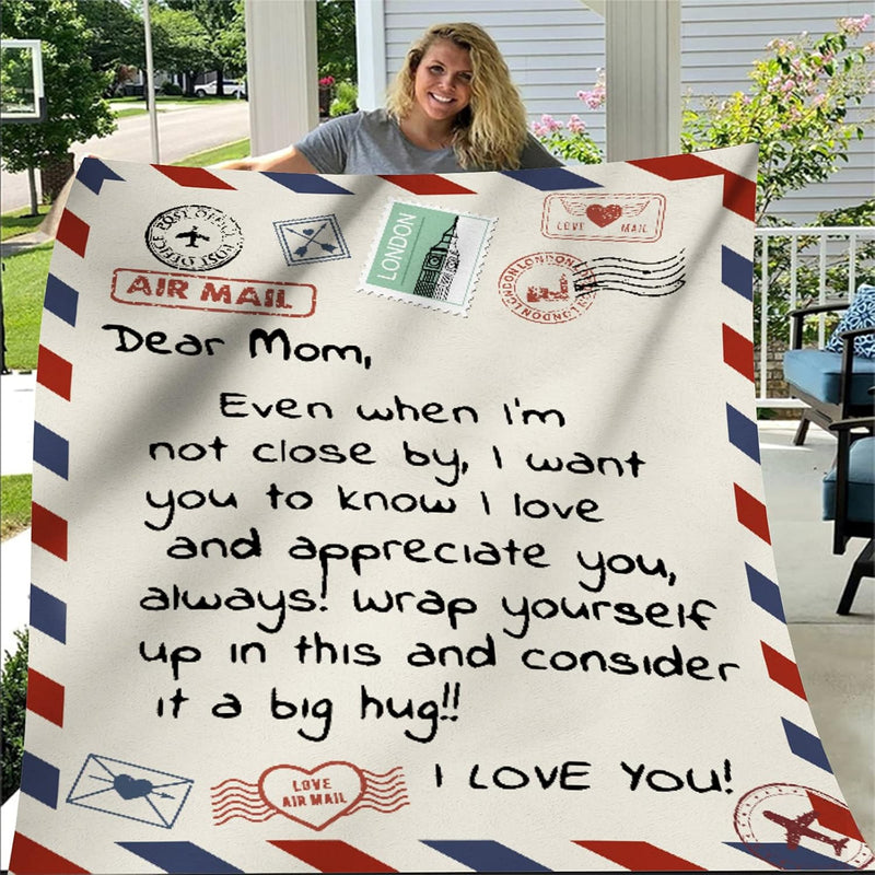 To My Mom Gift Blanket From Daughter Son I Love You Dear Mom Air Mail Letter P