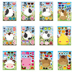 36 Pcs Reusable Make-a-Face Sticker Sheets, Mix & Match Craft Activity for Kids