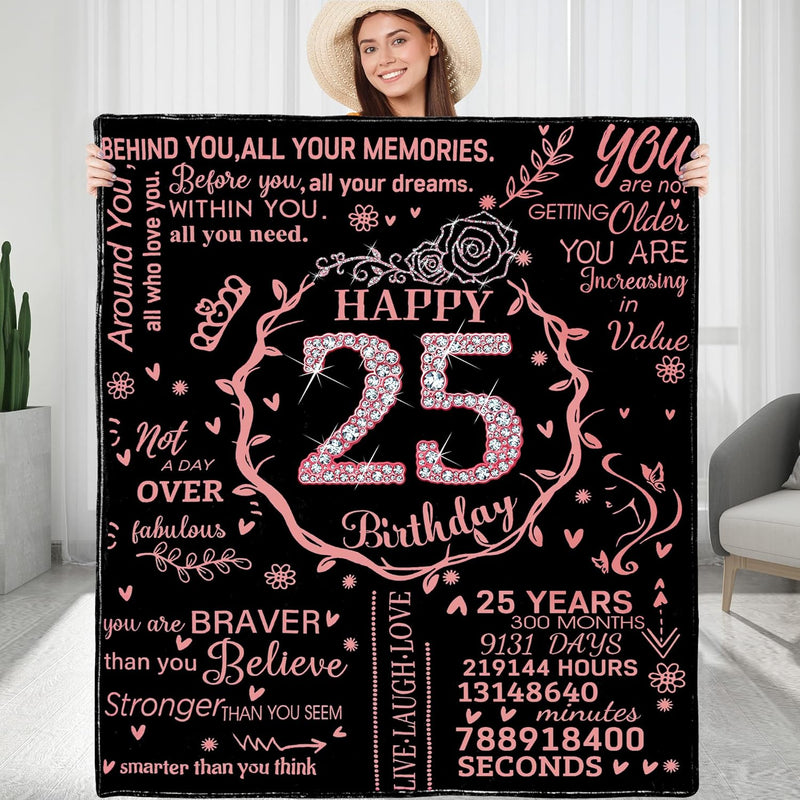 25Th Birthday Blanket Gifts For Women - Happy 25Th Birthday Gift Ideas For Her