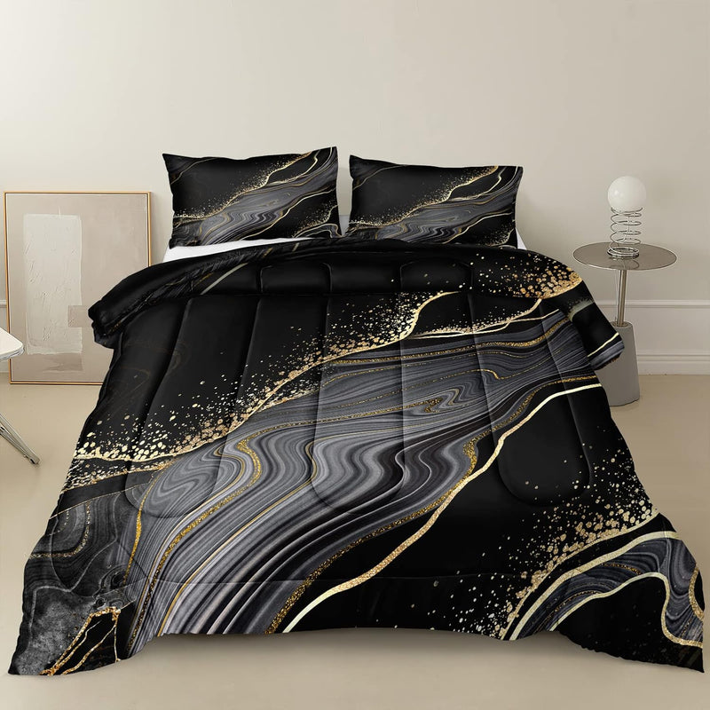 Black King Comforter Set Black And Gold Comforter Golden Abstract Marble Textu