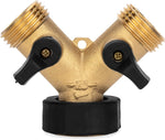 Camco Solid Brass Water Wye Valve- Easy Grip Valve Handles and Simple Water Hose Connection CSA Low Lead Certified - (20123)