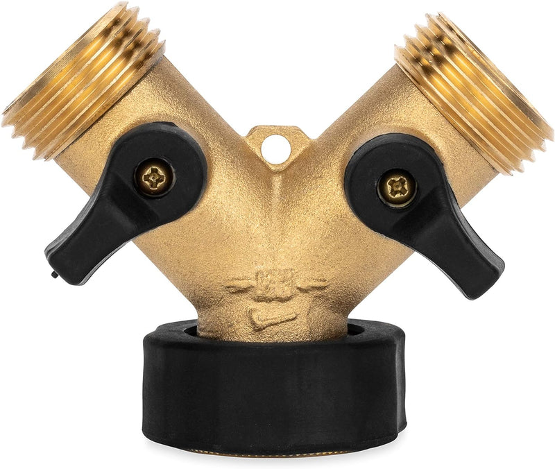 Camco Solid Brass Water Wye Valve- Easy Grip Valve Handles and Simple Water Hose Connection CSA Low Lead Certified - (20123)
