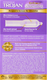 Her Pleasure Sensations Lubricated Condoms, 12-Count – Enhanced Comfort & Pleasure
