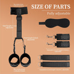 Adjustable BDSM Wrist & Thigh Restraint Set – Bondage Cuffs, Collar & Blindfold