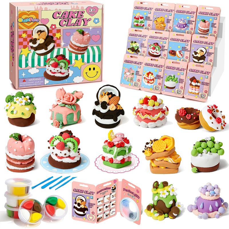 12 Box Air Dry Clay Modeling Kit for Kids, Non-Sticky Arts & Crafts Set Ages 4-12+