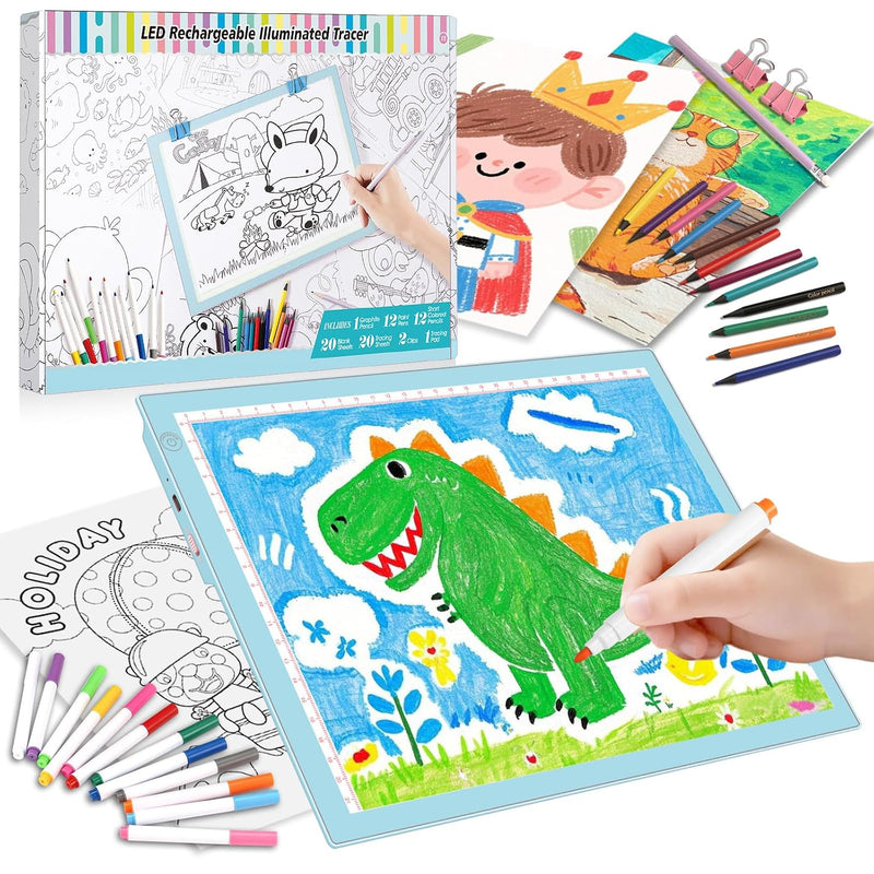 15 Inch Blue Light-Up Tracing Board for Kids with Adjustable Brightness