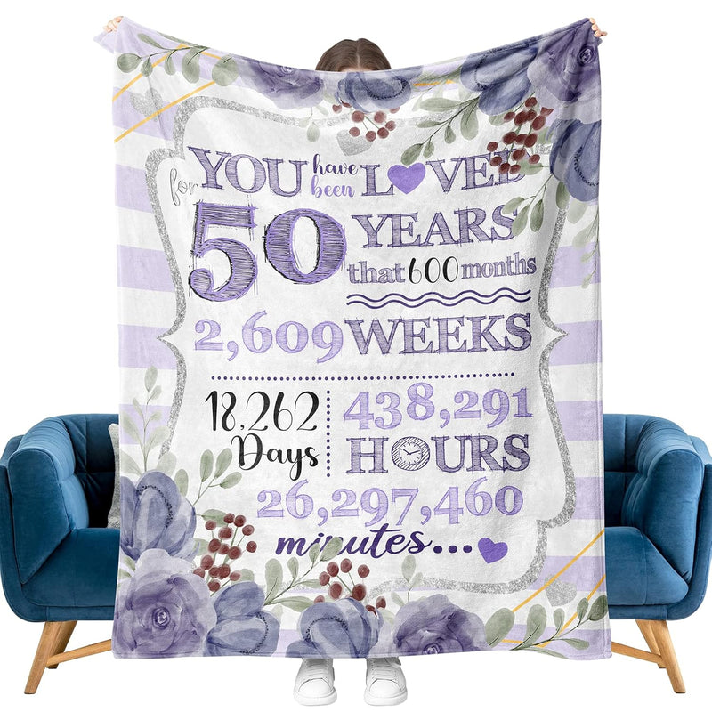 50Th Birthday Gifts For Women, Gifts For 50 Year Old Womens Blanket, 50Th Birt