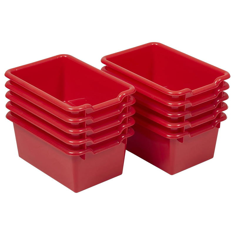 Scoop Front Storage Bins, Red (10-Pack)