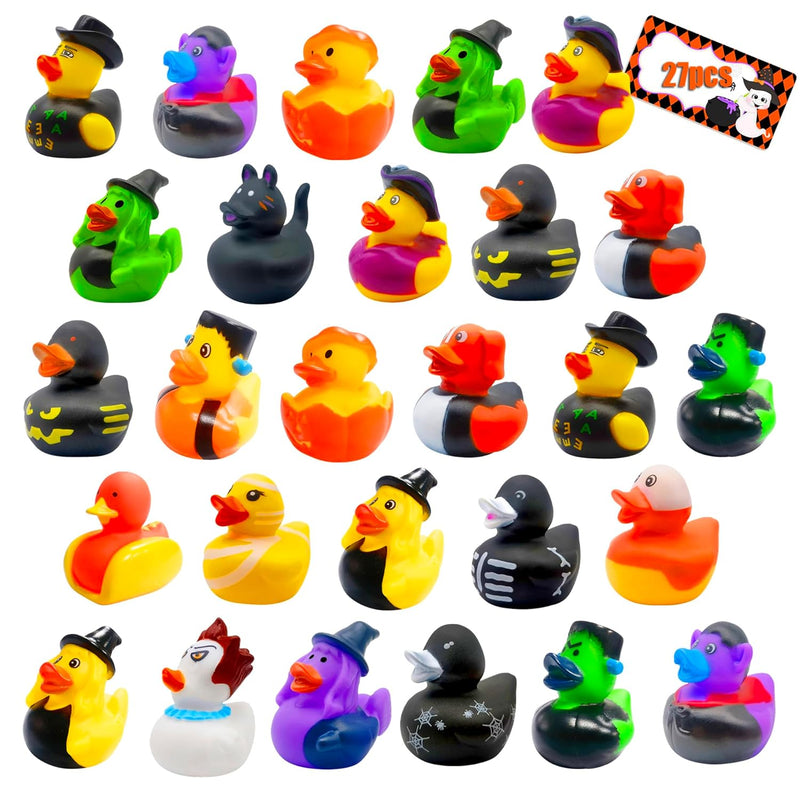 27 Pcs Halloween Party Favors Rubber Ducks,Baby Showers Accessories Jeep Ba