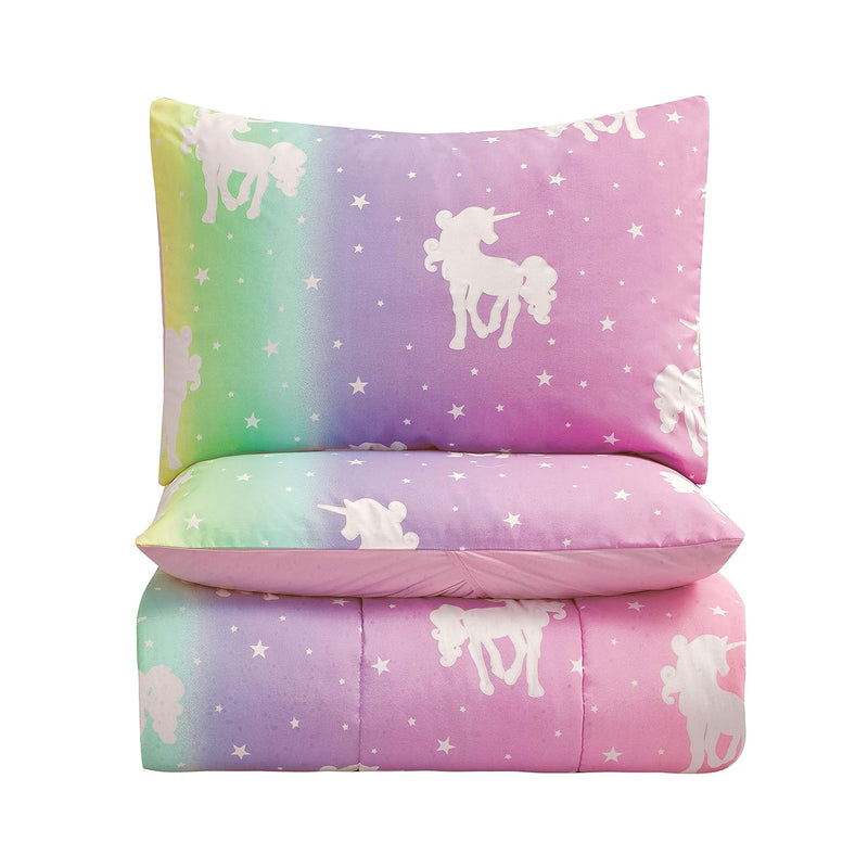 Kids Rule 3-Piece Unicorn And Stars Glow In The Dark Comforter Set, With 1 Ful