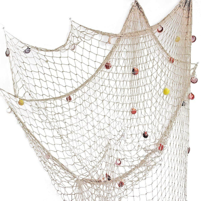 Nature Fish Net Wall Decoration With Shells, Ocean Themed Wall Hangings Fishin