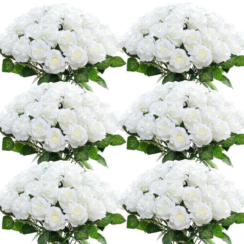 60 Pcs Artificial Rose Flower Realistic Faux Silk Roses Stem Fake Roses Bouque