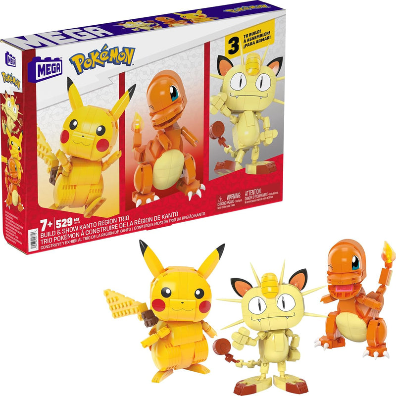 Pokémon Building Toys Set Kanto Region Trio With 529 Pieces And 3 Poseable