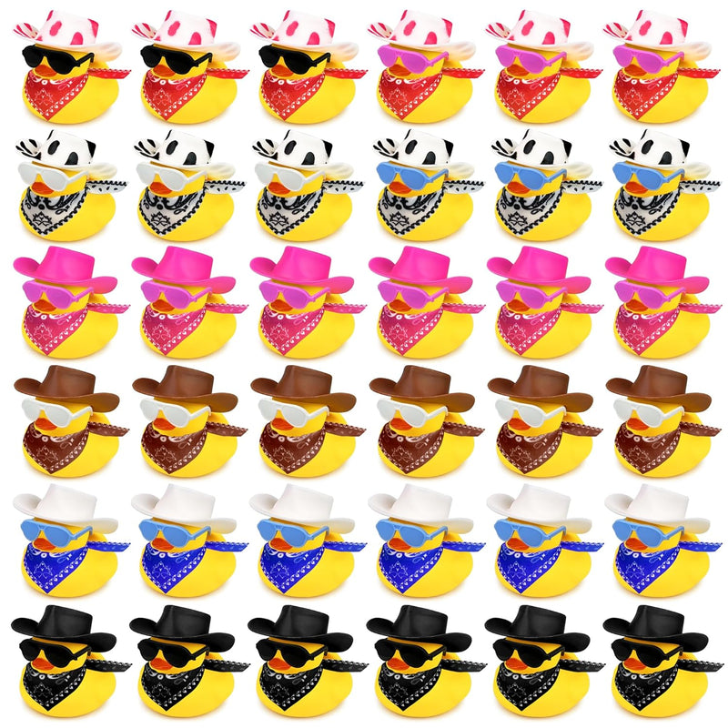 36 Sets Cowboy Ducks With Mini Hat Scarf And Sunglasses Mini Bath Duck Toys
