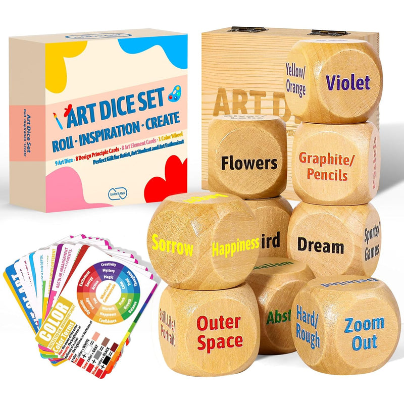 Inspiration Art Dice Set, W/Art Principles Cards Color Wheel & Painting Kno