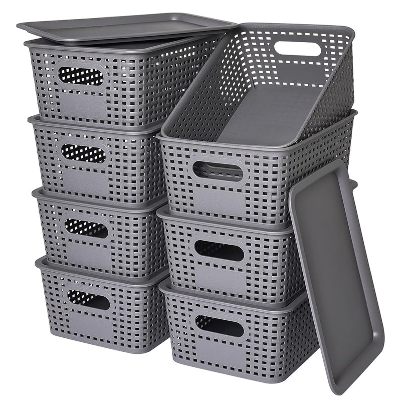 Plastic Storage Baskets With Lid - Plastic Storage Containers Stackable Storage