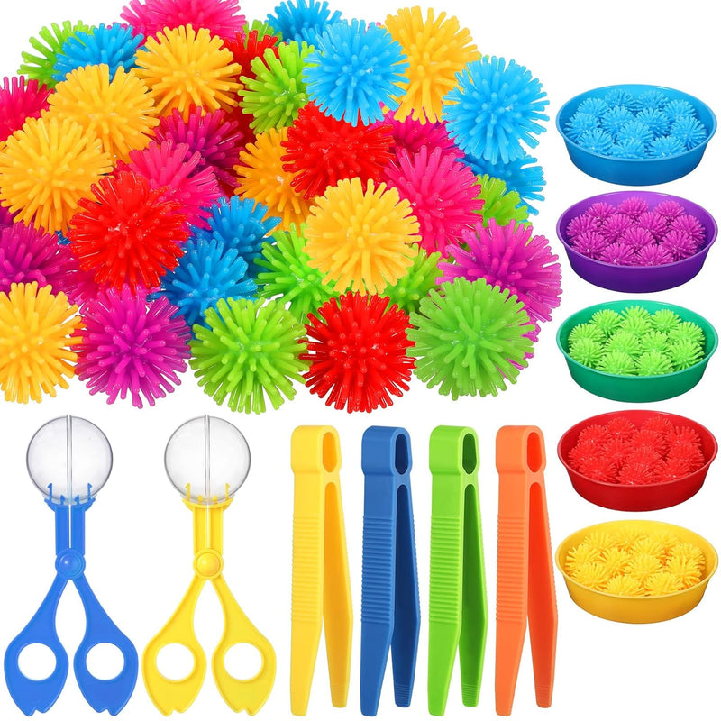 Leitee 71 PCS Fine Motor Toys Counting Sorting Sensory Bin Filler, 60 Hedge