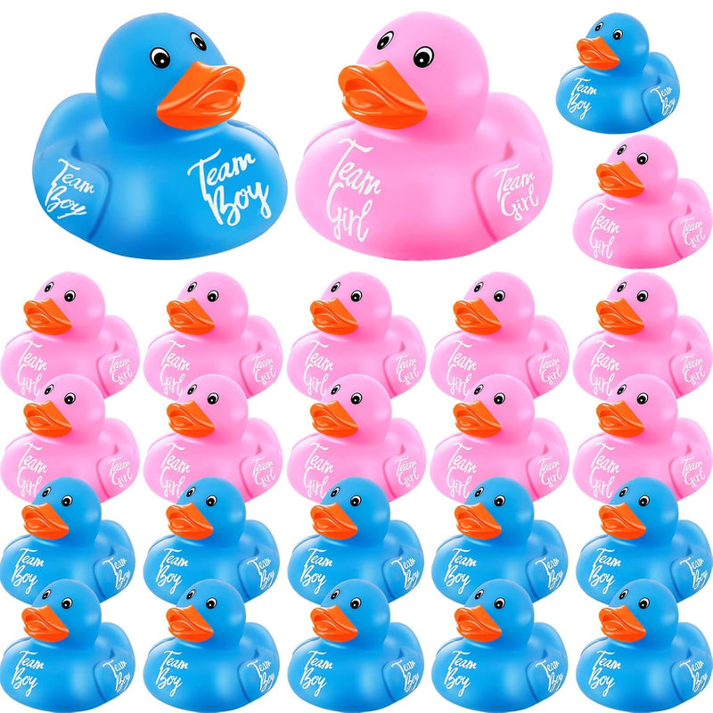 24 Pieces Pink Blue Gender Reveal Rubber Ducks in Bulk Mini Ducky Bath Toys