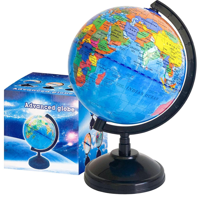 6'' Geographic World Globe For Kids,Educational World Globe With Stand,Deco