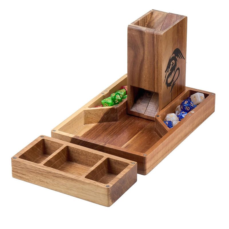 Wooden Magnetic Dice Tower With Dice Tray For Dungeons And Dragons Dnd Acce