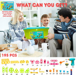 195-Piece STEM Building Kit with Electric Drill for Kids Ages 3+