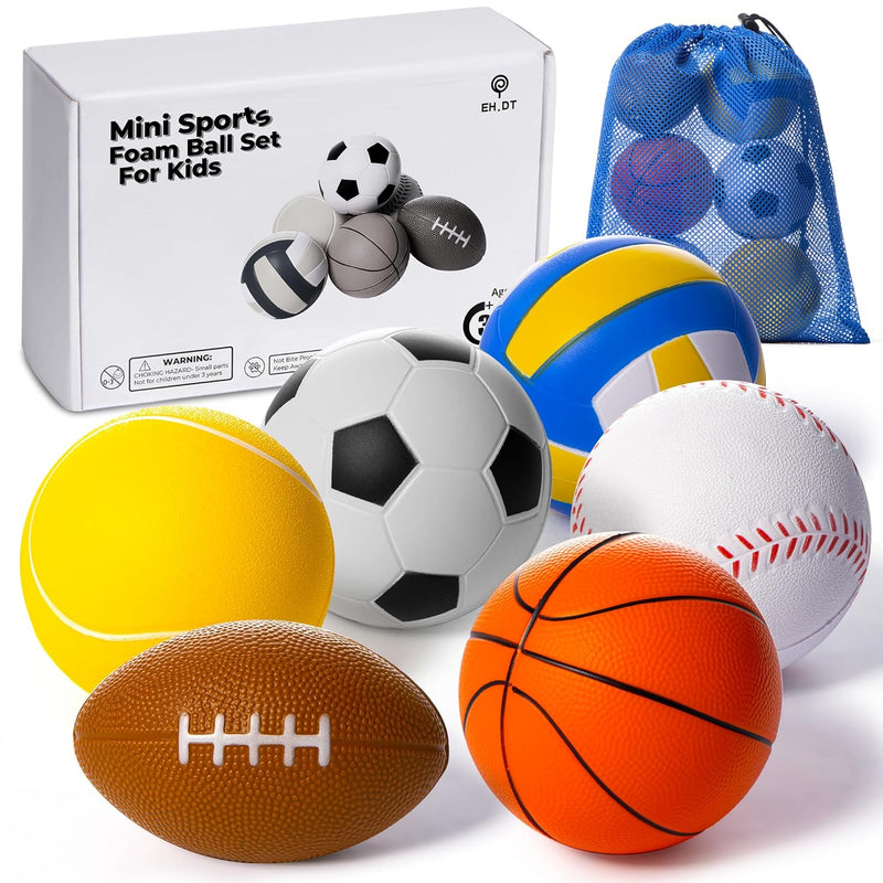 Set Of 6 Mini Sports Foam Balls For Kids Ball, Outdoor Toddler Toys, Toddle