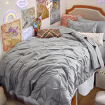 Twin Xl Comforter Set With Sheets - 5 Pieces Twin Xl Bedding Sets, Pinch Pleat Grey Bed In A Bag With Comforter, Sheets, Pillowcase & Sham, Kids Bedding Set