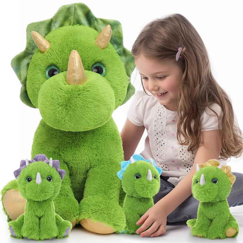 Triceratops Stuffed Animal Giant Dinosaur Stuffed Animal With 3 Little Baby