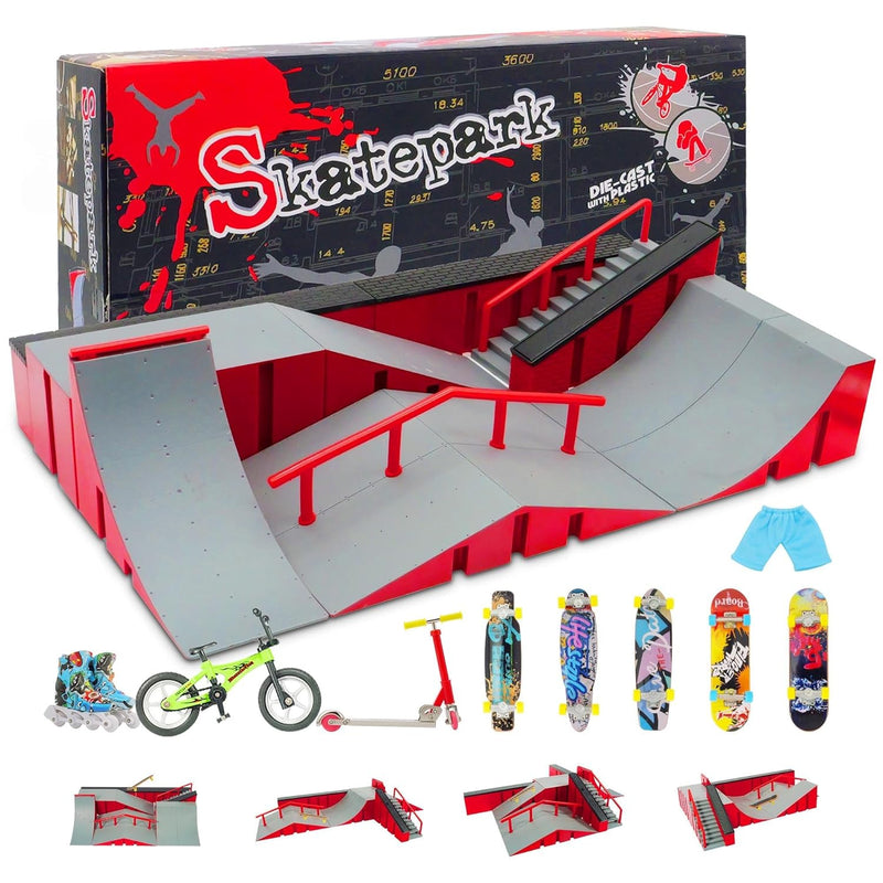 Finger Skateboard Park Kits (9 In 1),Finger Skateboard Ramp Set With 5 Fing